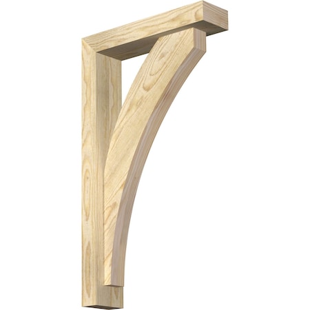 Ekena Millwork Thorton Block Rough Sawn Bracket w/ Offset Brace, Douglas Fir, 4"W x 16"D x 28"H BKT0402X16X28THR05RDF